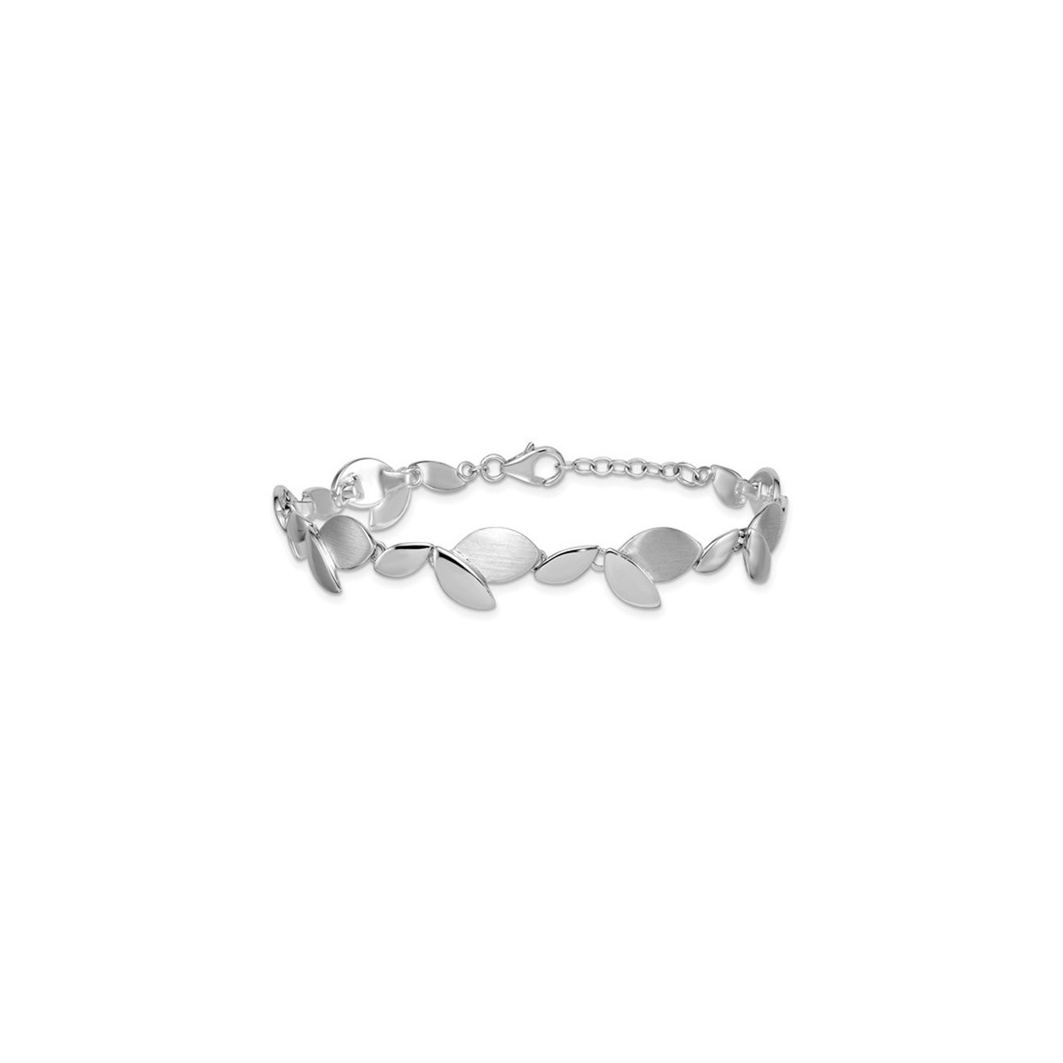 Bracelet en argent sterling, feuille brossée polie, 7,5&nbsp;po