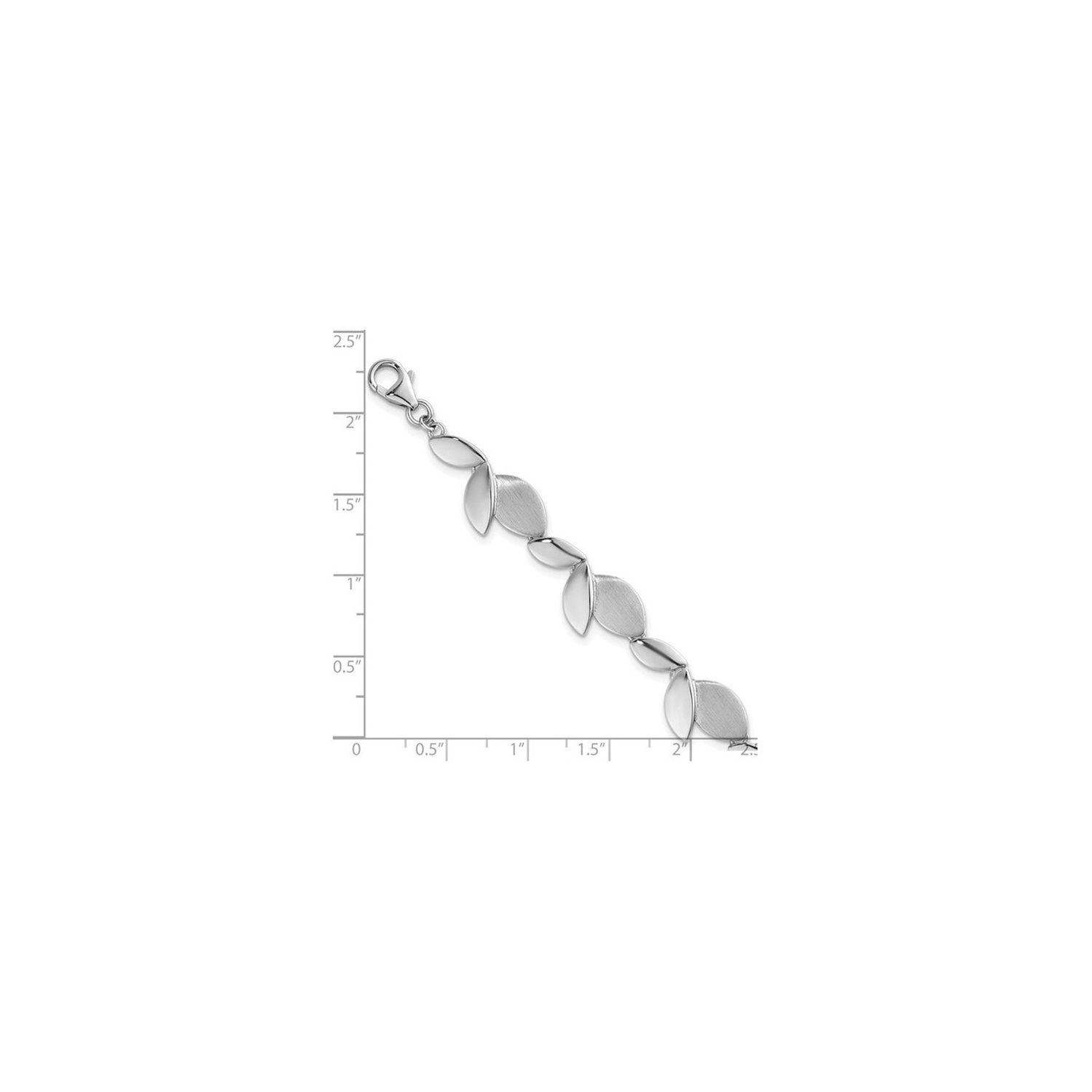 Bracelet en argent sterling, feuille brossée polie, 7,5&nbsp;po