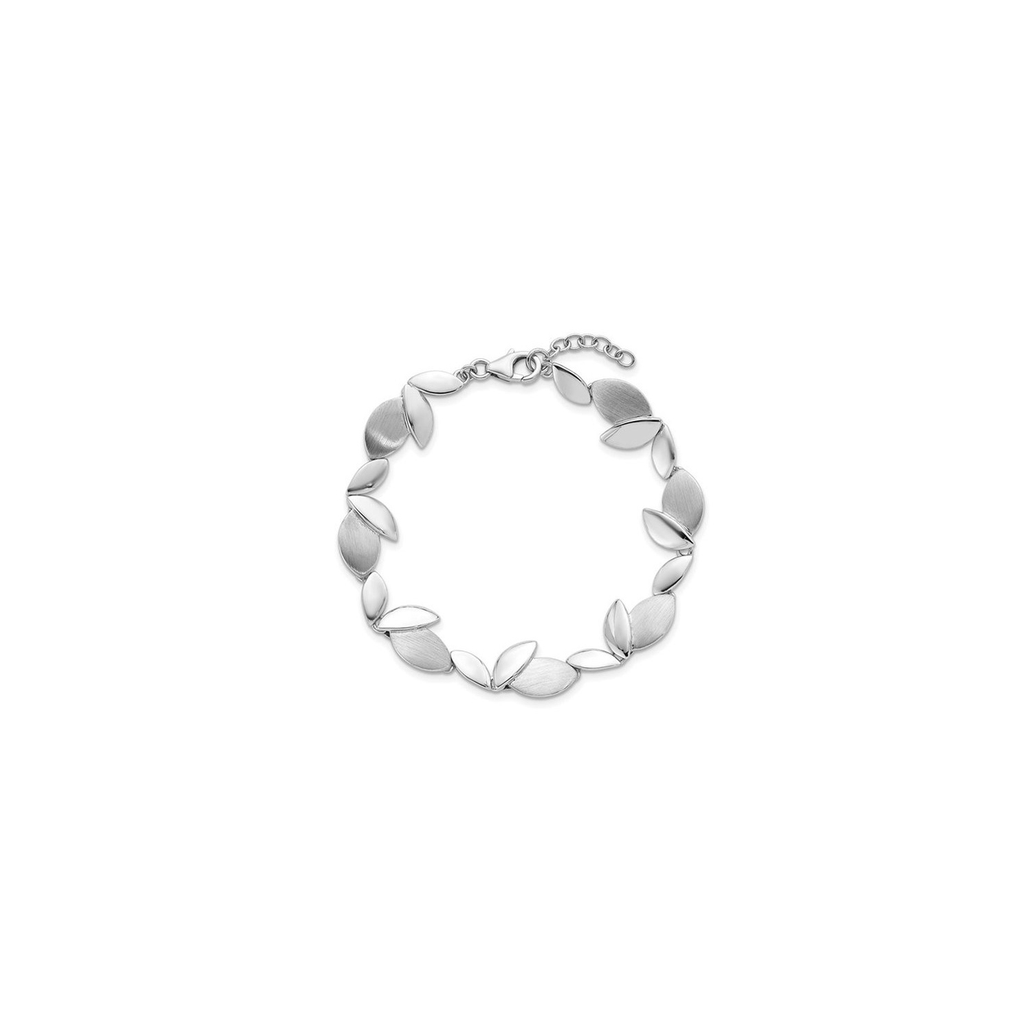 Bracelet en argent sterling, feuille brossée polie, 7,5&nbsp;po