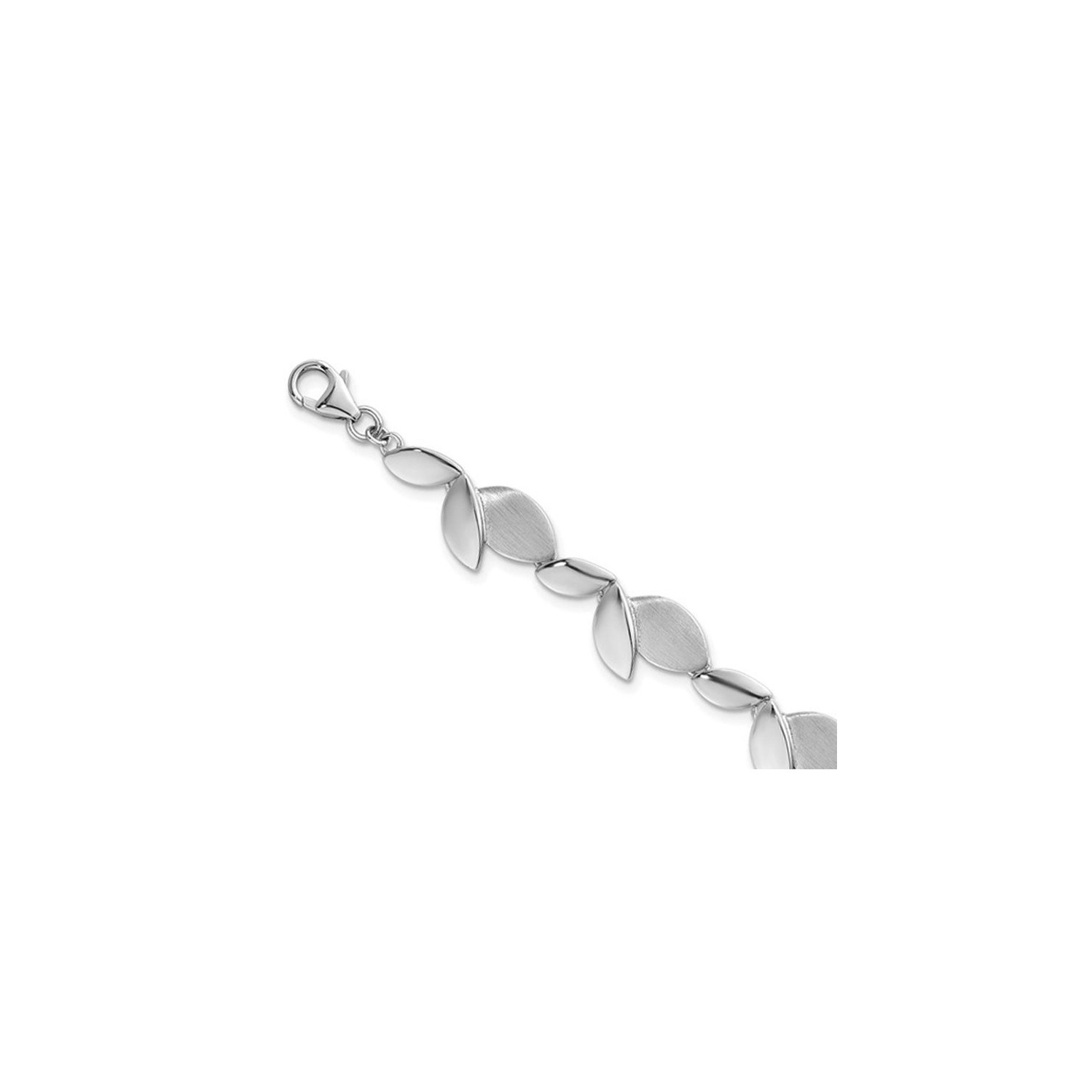 Bracelet en argent sterling, feuille brossée polie, 7,5&nbsp;po