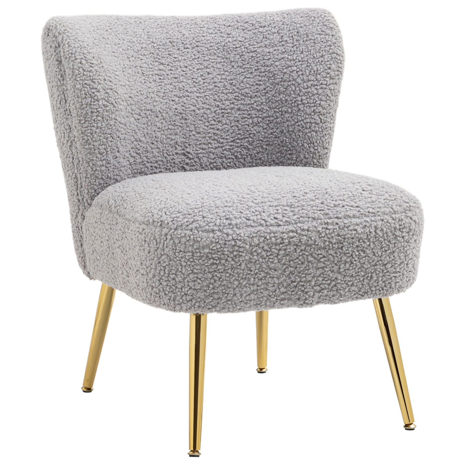 HOMCOM – Chaise-coiffeuse moderne sans accoudoirs avec pattes en acier doré pour la chambre et le salon, gris charbon