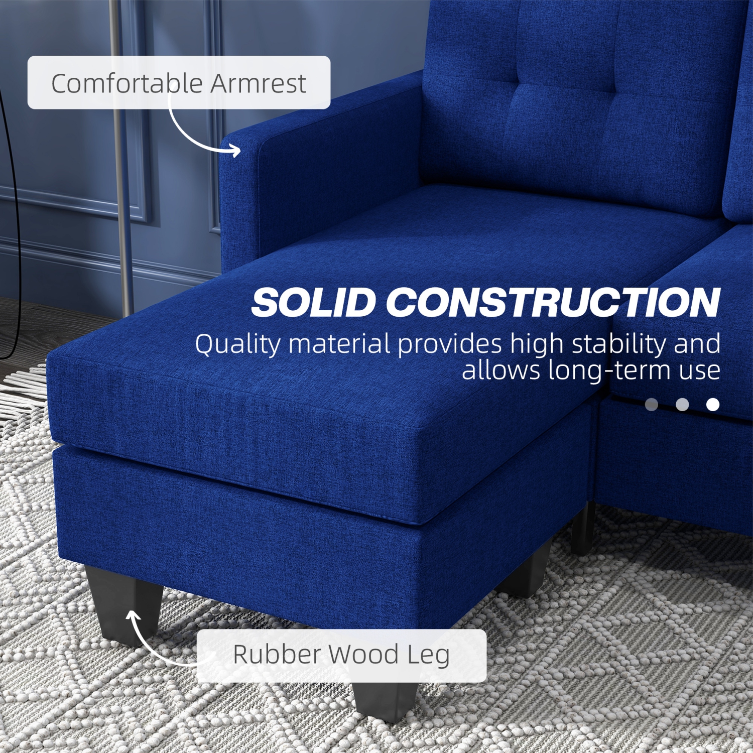 HOMCOM – Canapé modulaire avec fauteuil amovible, canapé en coin à 3 places avec pouf, canapé en L avec coussin épais rembourré pour le salon, le