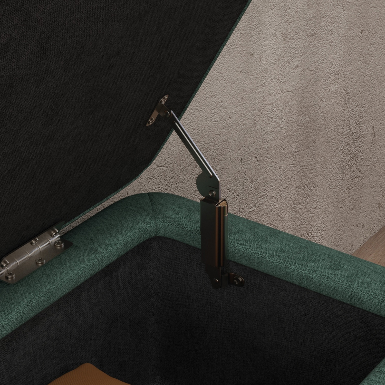 HOMCOM Storage Ottoman with Flip Top, Rectangular Upholstered Bench, Linen Fabric Footstool with Steel Legs for Living Room, Bedroom, Dark Green