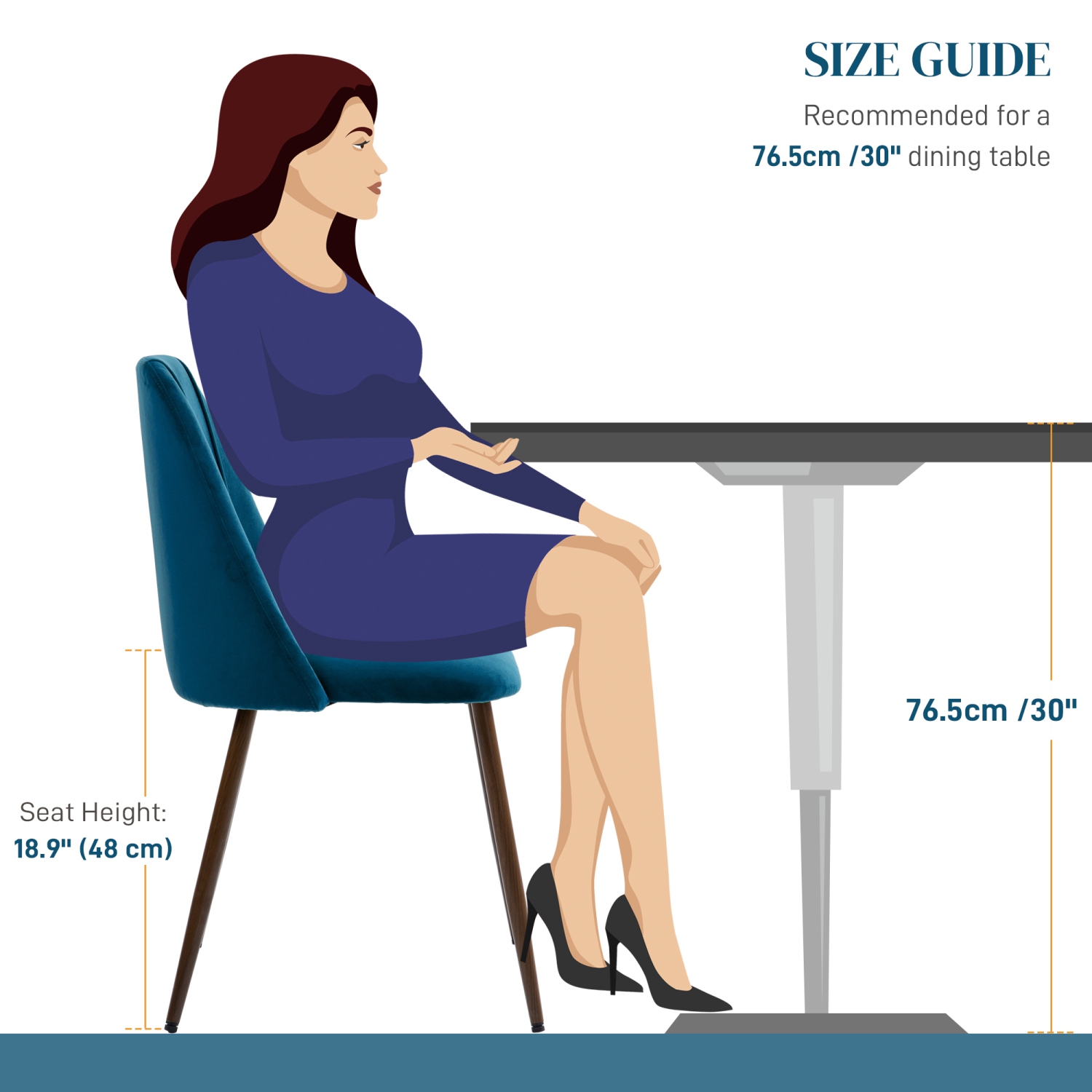 HOMCOM Dining Chairs Set of 4, Modern Kitchen Chairs with Velvet-touch Upholstery, Curved Back and Wood-grain Steel Legs, Accent Chairs for Living