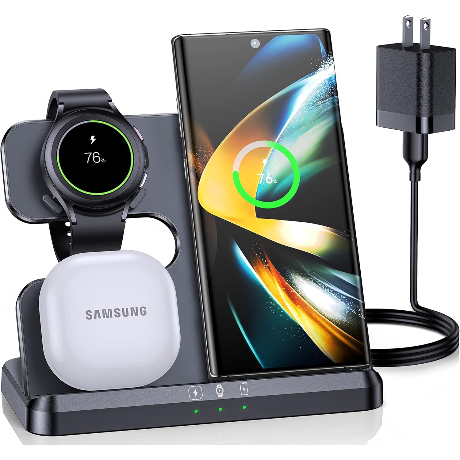 Wireless Charger for Samsung Charging Station & Android Multiple Devices 3 in 1 Fast Charger Stand