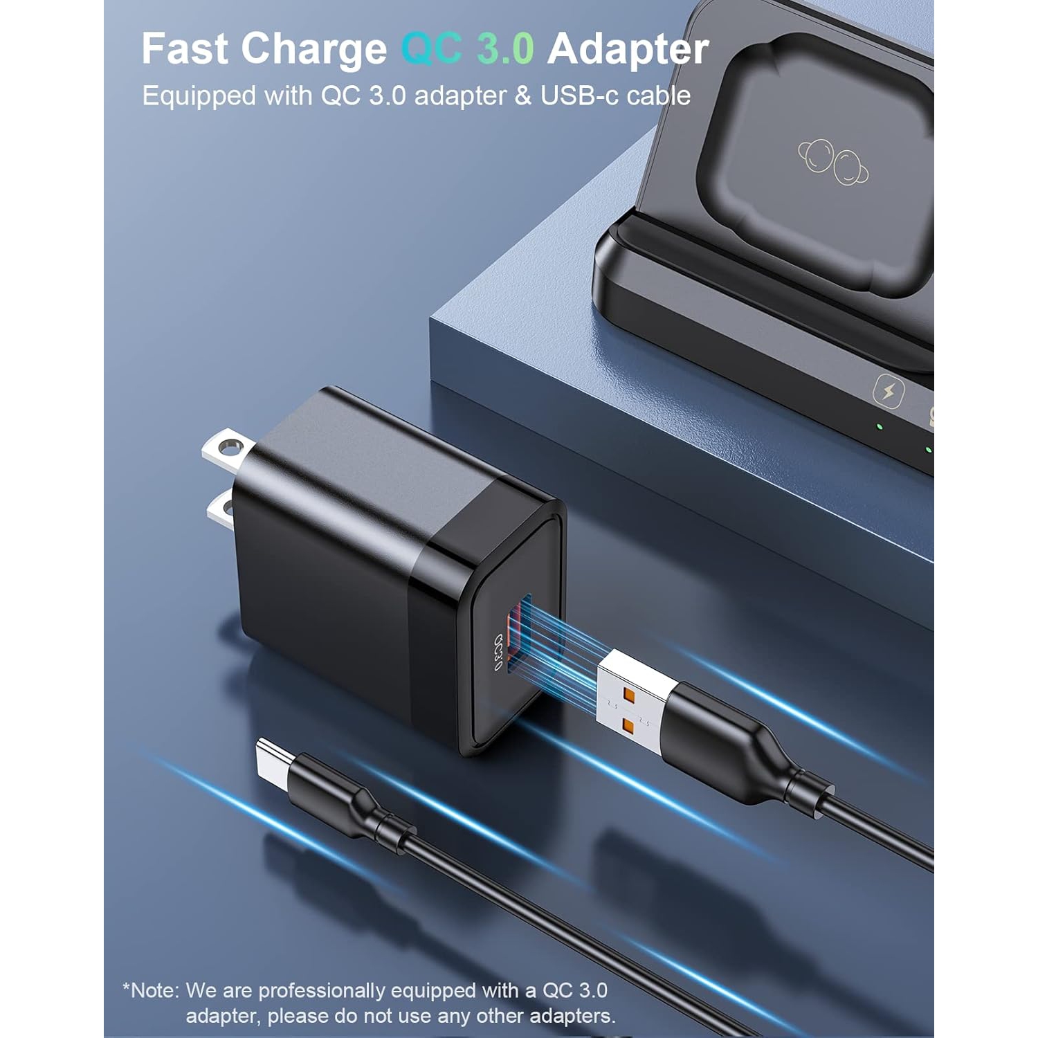 Chargeur sans fil pour station de recharge de Samsung et plusieurs appareils Android Socle de chargement rapide 3-en-1