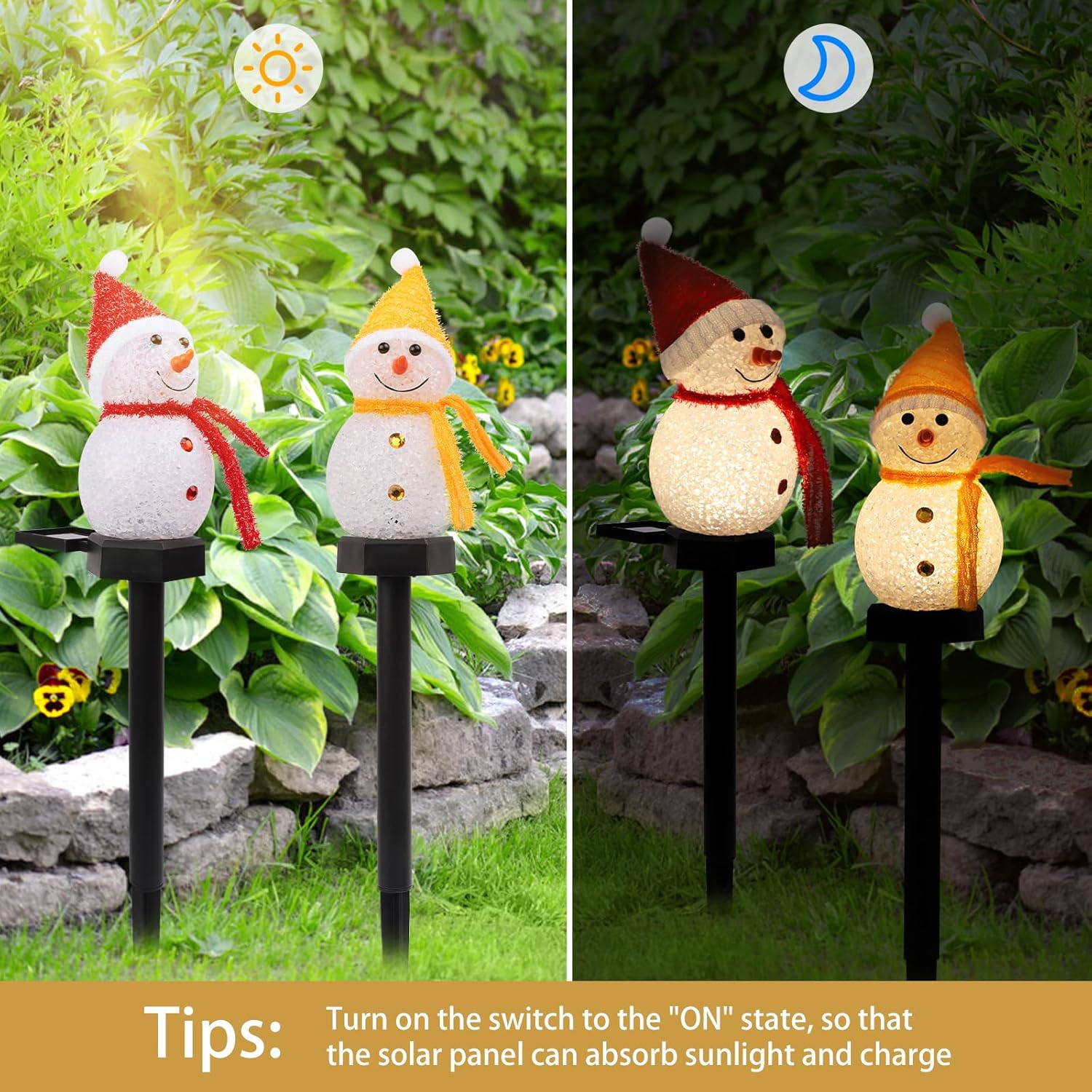 Lampes solaires de jardin 4 décoratives d'extérieur en forme de bonhomme de neige Décorations de Noël à énergie solaire étanches pour terrasse de