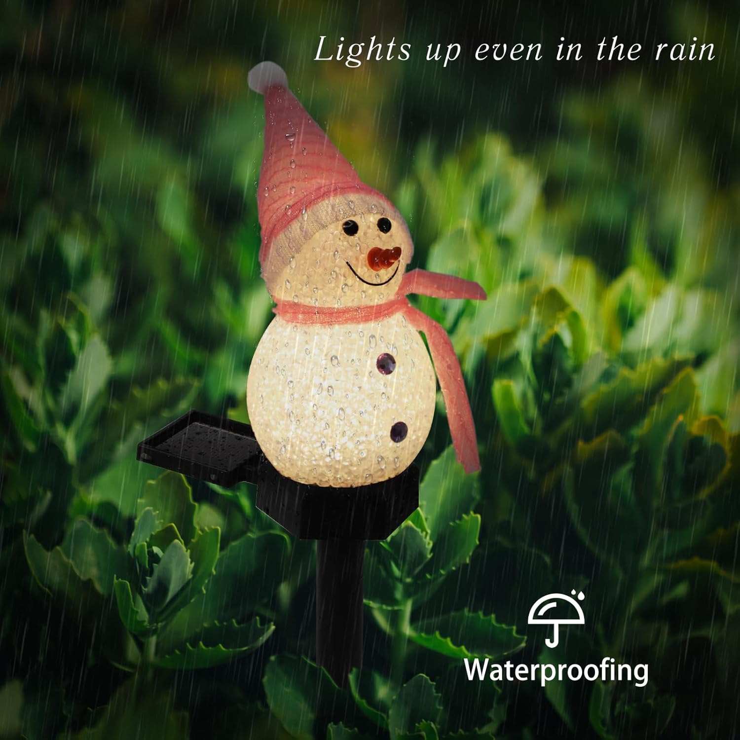 Lampes solaires de jardin 4 décoratives d'extérieur en forme de bonhomme de neige Décorations de Noël à énergie solaire étanches pour terrasse de