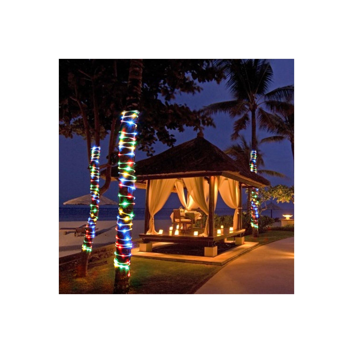 LED – Guirlande de lumières de 20 mètres/66 points, 200 DEL, ornements décoratifs étanches, petits cordons lumineux minces, plus 3 mètres/câble de