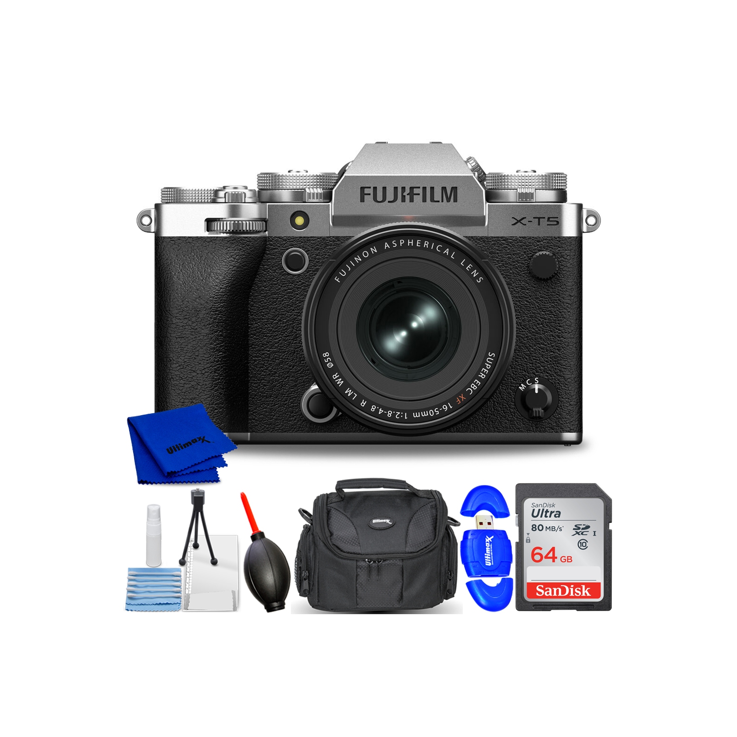 FUJIFILM X-T5 Mirrorless Camera with XF 16-50mm f/2.8-4.8 Lens 7PC Kit
