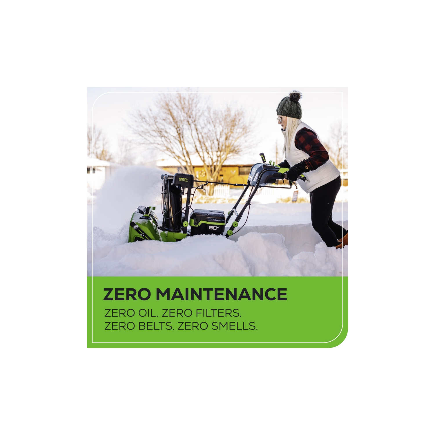 Greenworks 80V 24'' Brushless Cordless Self-Propelled Snow Blower Thrower, 2-Stage & LEDs, 50FT Throw Distance, Electric Snow Removal Tool for Winter