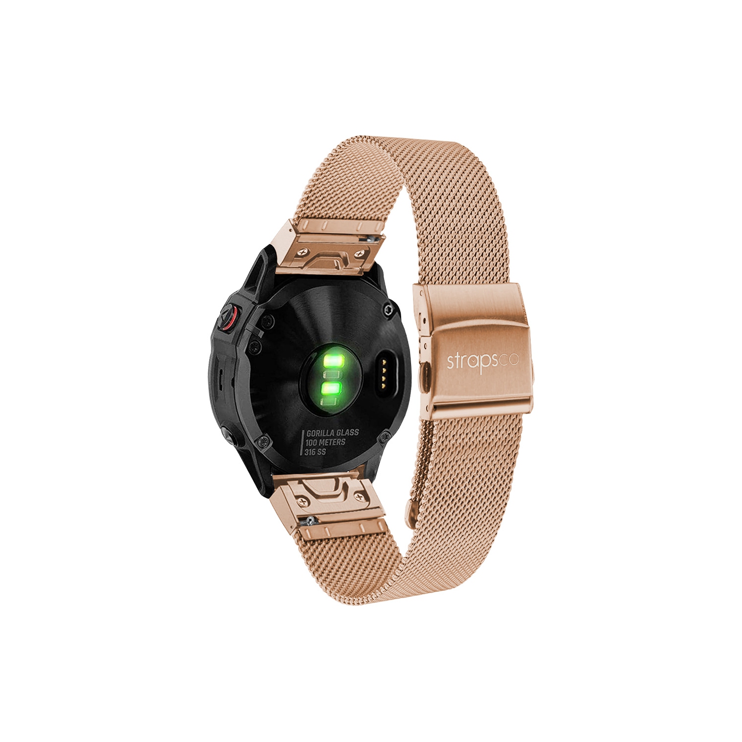 Bracelet en filet Pro de StrapsCo pour Fenix 7S et 7S Pro de Garmin - Rose doré - Moyen-long