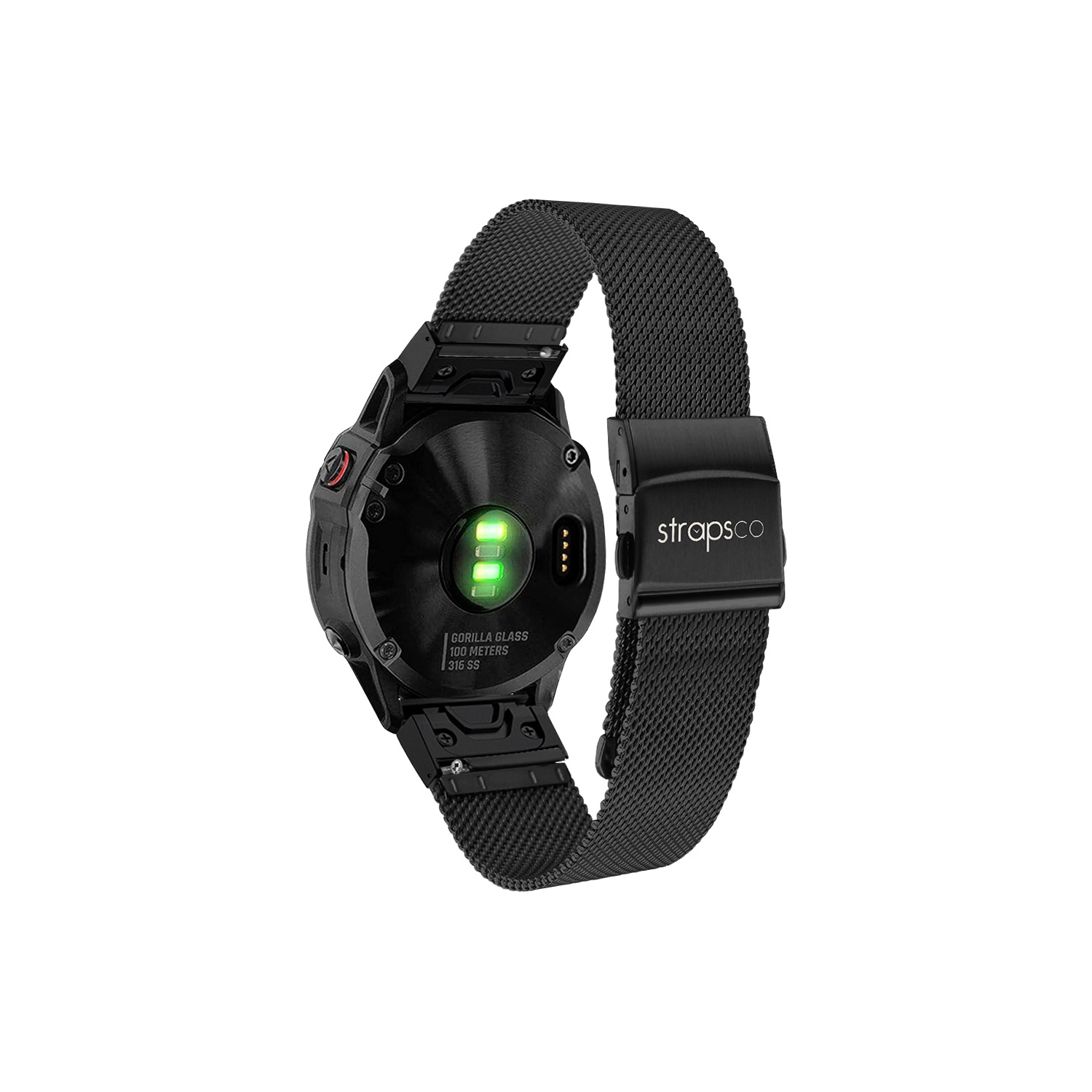 StrapsCo Pro Mesh Strap For Garmin Fenix 3 & 3 HR - Black - Medium-Long