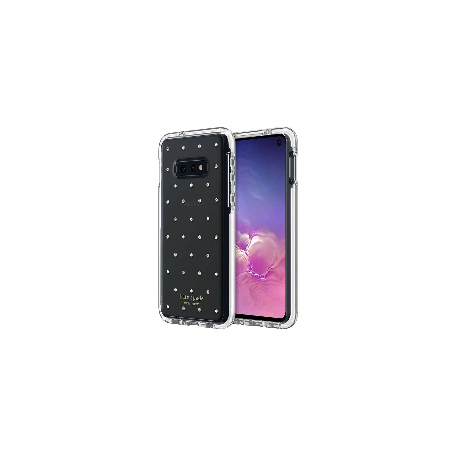 Étui rigide Defensive de Kate Spade pour Samsung Galaxy S10e | Gemmes et perles à pois