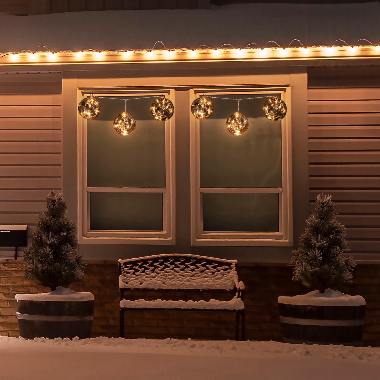 Lighted Mercury Glass Finish Christmas Ball Ornaments - Silver - Clear Lights - Set of 3