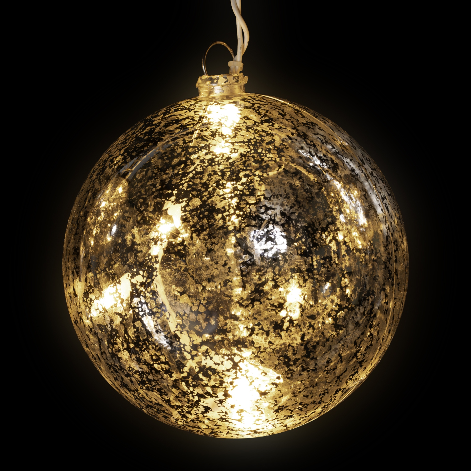 Lighted Mercury Glass Finish Christmas Ball Ornaments - Silver - Clear Lights - Set of 3