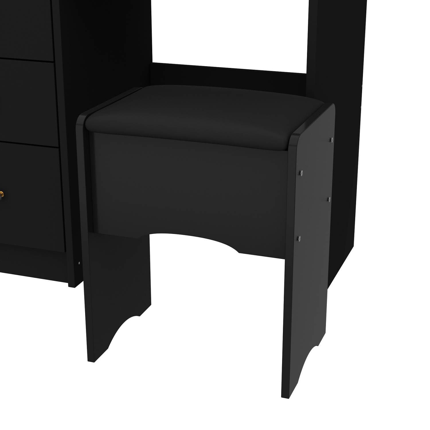 Homsee Vanity Desk Set with Large Lighted Mirror, 5 Drawers, Storage Shelves & Cushioned Stool for Bedroom, Black