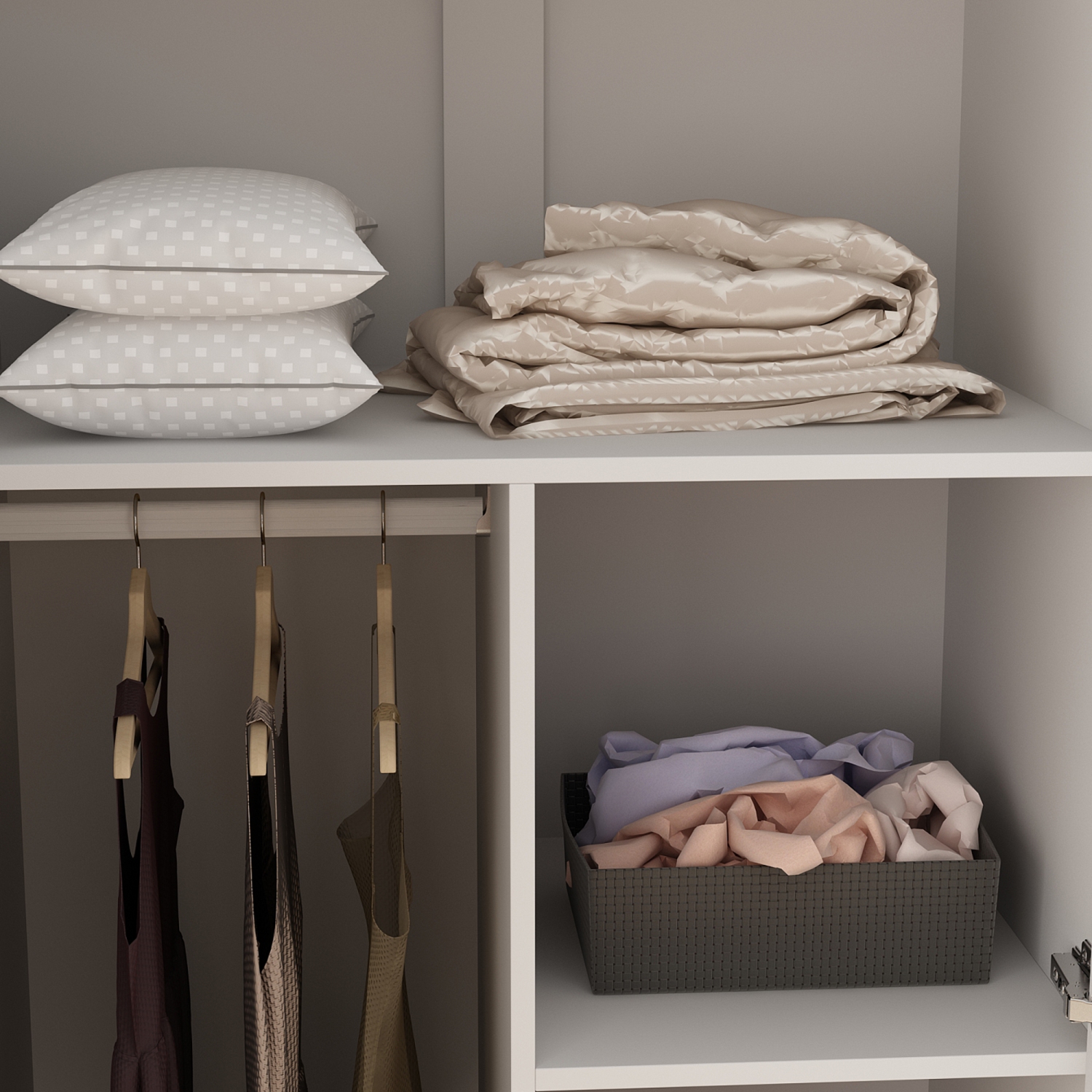 Armoire multifonctionnelle Homsee avec tringle à suspendre, tablettes réglables et deux tiroirs spacieux pour rangement dans la chambre à coucher,