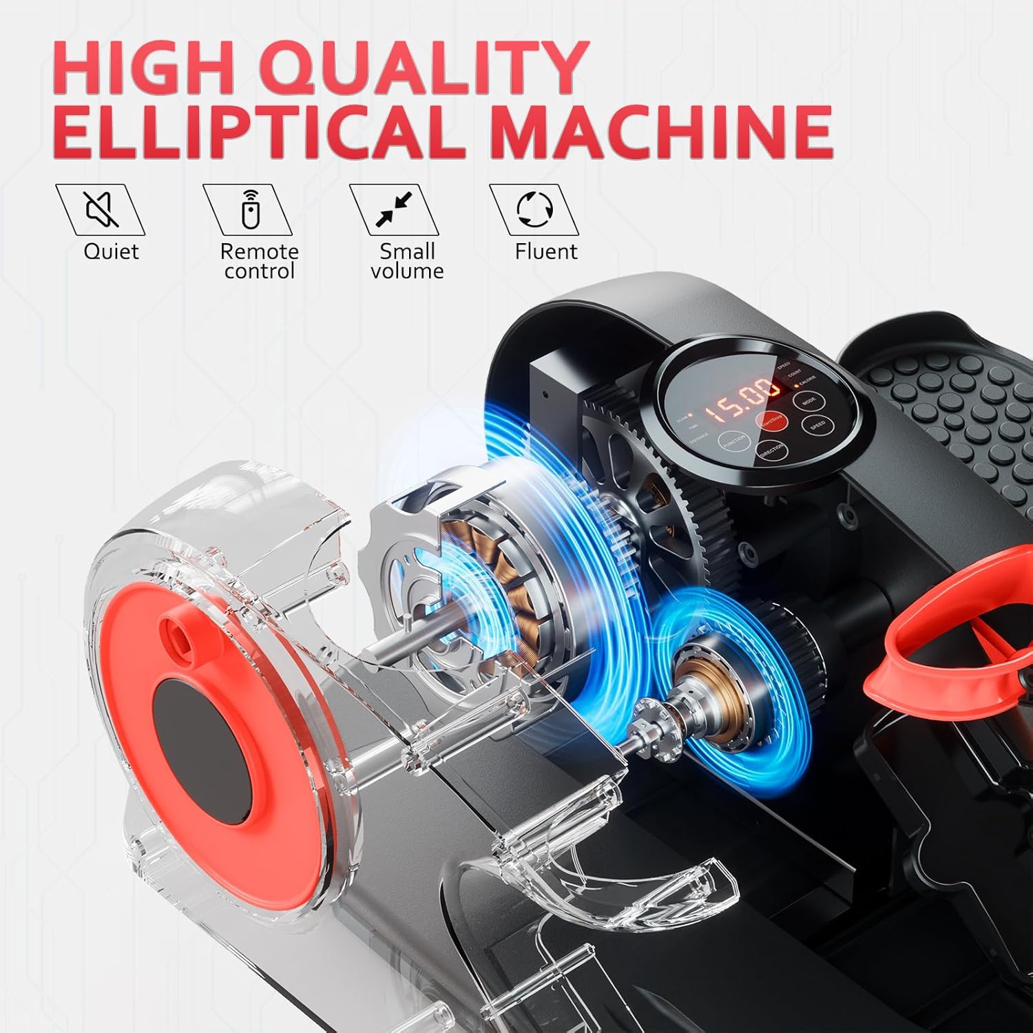 CoolHut Under Desk Elliptical Machine Fully Assembled, Portable Ellipse Seated Pedal Electric Leg Exerciser for Seniors, 12 Adjustable Speeds with