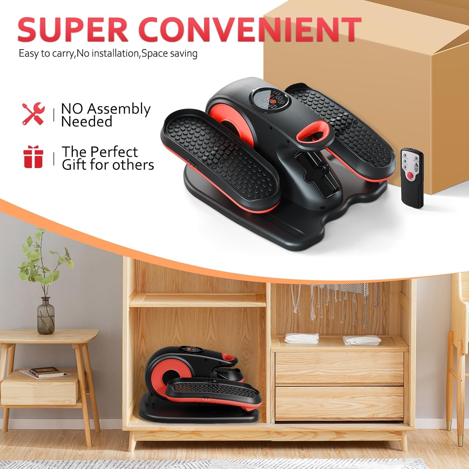 CoolHut Under Desk Elliptical Machine Fully Assembled, Portable Ellipse Seated Pedal Electric Leg Exerciser for Seniors, 12 Adjustable Speeds with