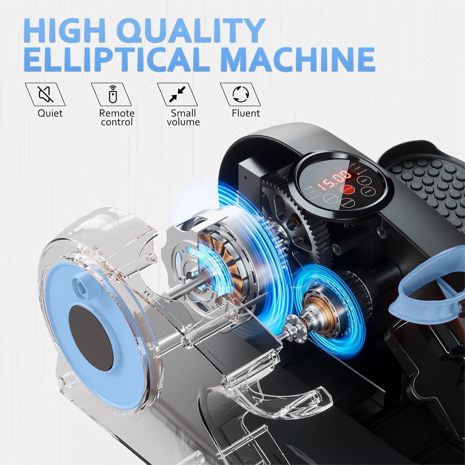 CoolHut Under Desk Elliptical Machine Fully Assembled, Portable Ellipse Seated Pedal Electric Leg Exerciser for Seniors, 12 Adjustable Speeds with