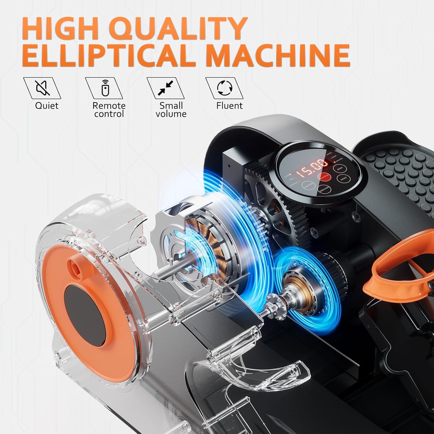 CoolHut Under Desk Elliptical Machine Fully Assembled, Portable Ellipse Seated Pedal Electric Leg Exerciser for Seniors, 12 Adjustable Speeds with