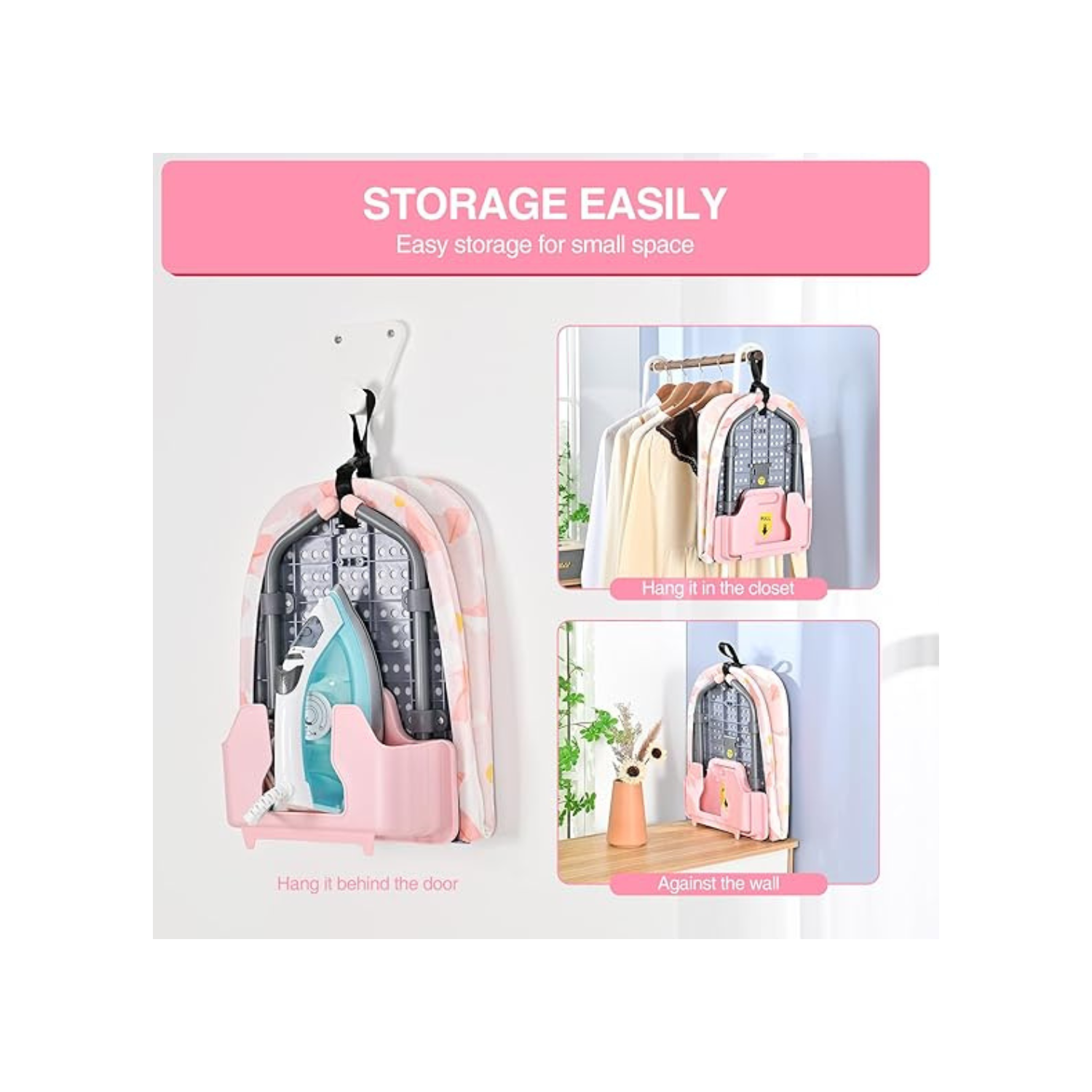 Foldable Ironing Board with Iron Holder, Tabletop Small Ironing Board with 2 Heat Resistant Ironing Covers, Portable Tabletop Ironing Board with