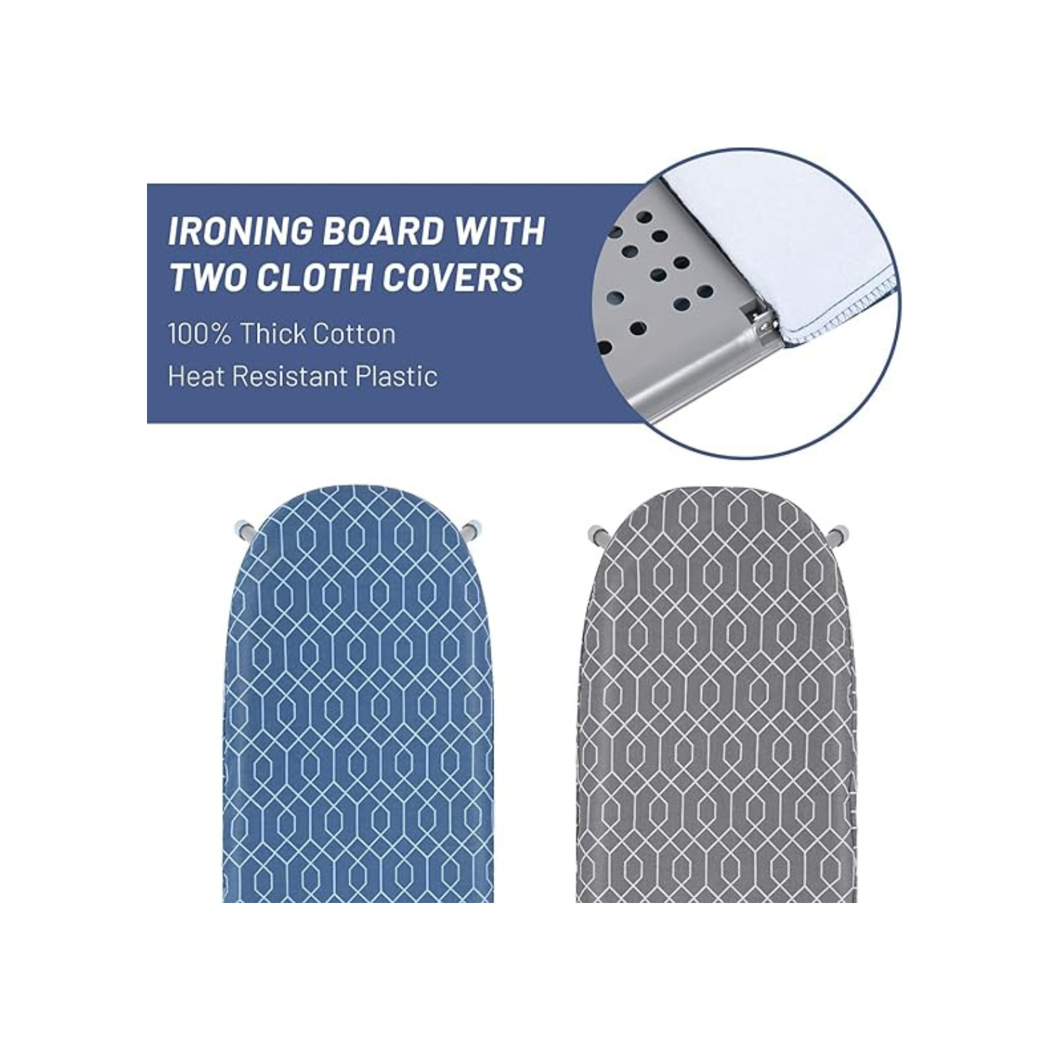Foldable Ironing Board with Iron Holder, Tabletop Small Ironing Board with 2 Heat Resistant Ironing Covers, Portable Tabletop Ironing Board with