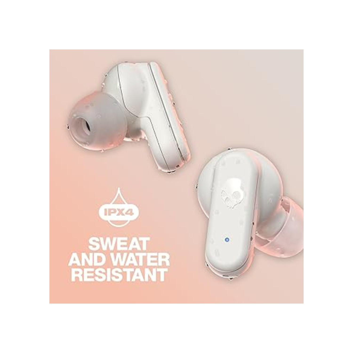 Dime 3 In-Ear Wireless Earbuds, 20 Hr Battery, Microphone, Works with iPhone Android and Bluetooth Devices - Bone/Orange Glow