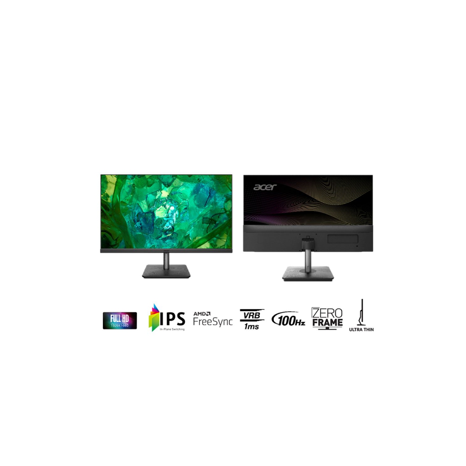 Acer RS272 bpamix 27 inch IPS 1920x1080 with glowing back cover Monitor, 100Hz,1ms, 250 cd/m2, Speaker, HDMI, VGA