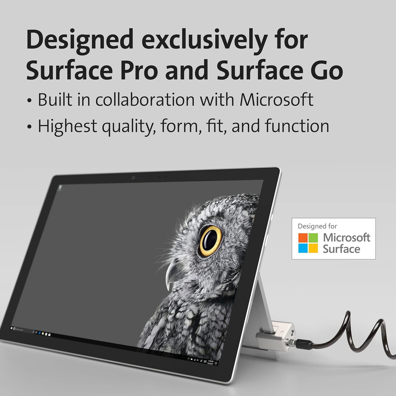 Kensington Portable Keyed Cable Lock for Surface Pro and Surface Go - TAA