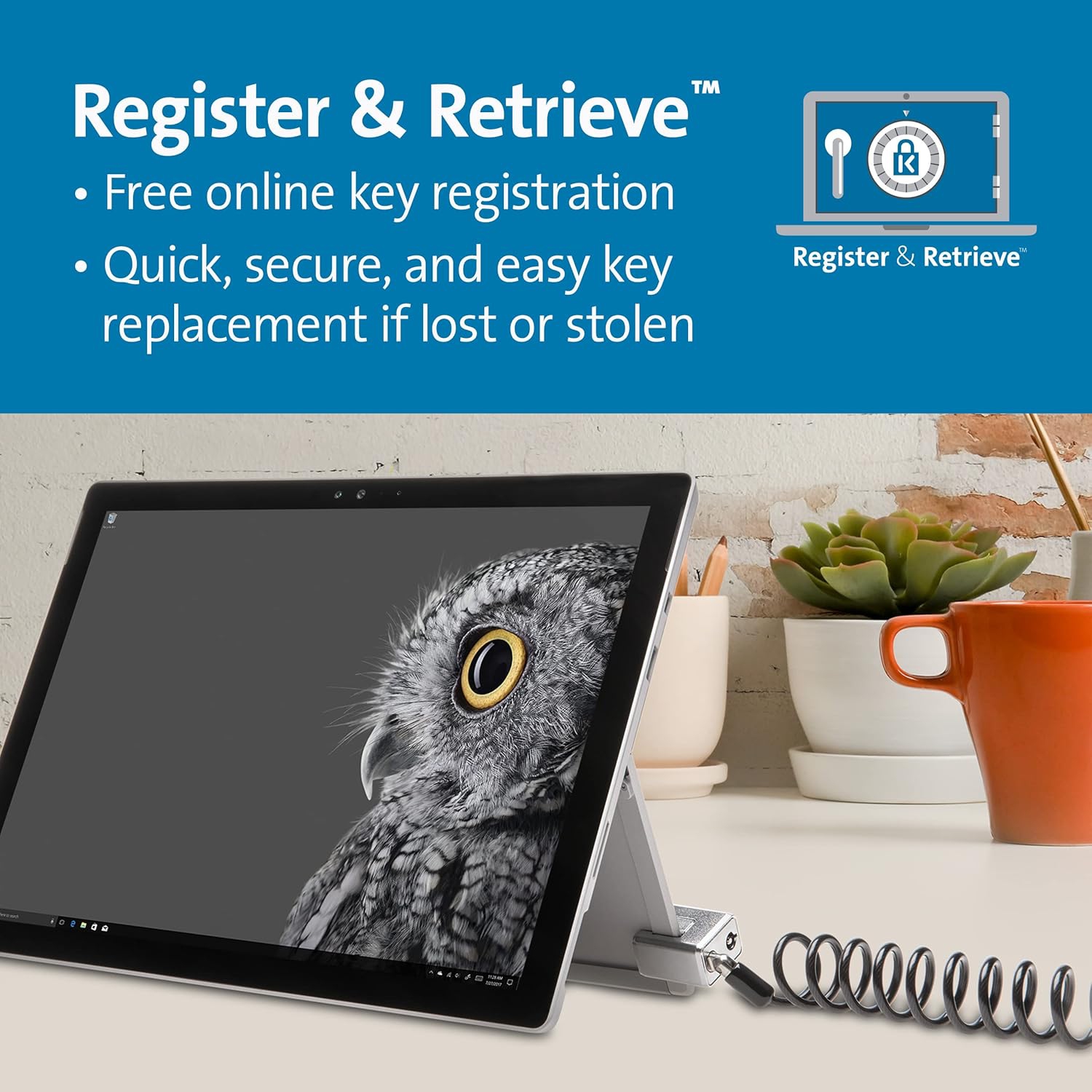 Kensington Portable Keyed Cable Lock for Surface Pro and Surface Go - TAA