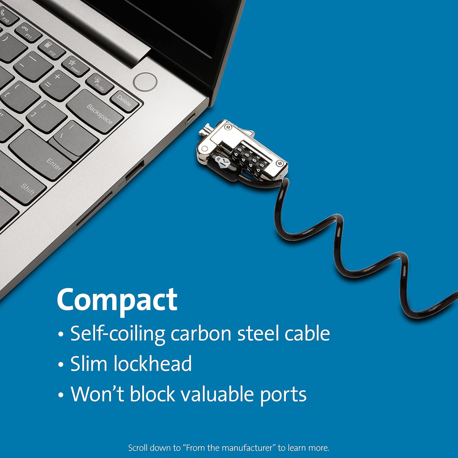 Cadenas à combinaison portatif mince NanoSaver de Kensington pour fente Nano