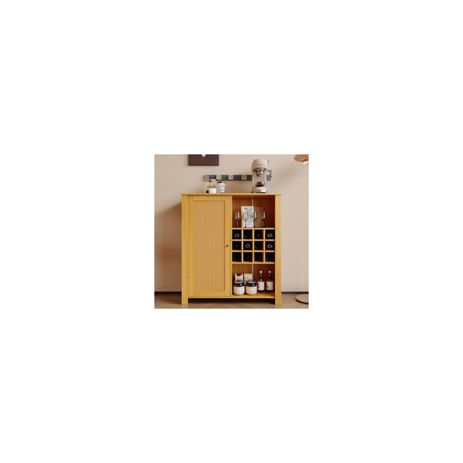 Sideboard Cabinet, Accent Storage Cabinet with Adjustable Shelves, Wine Rack for Home, Kitchen, Dining Room