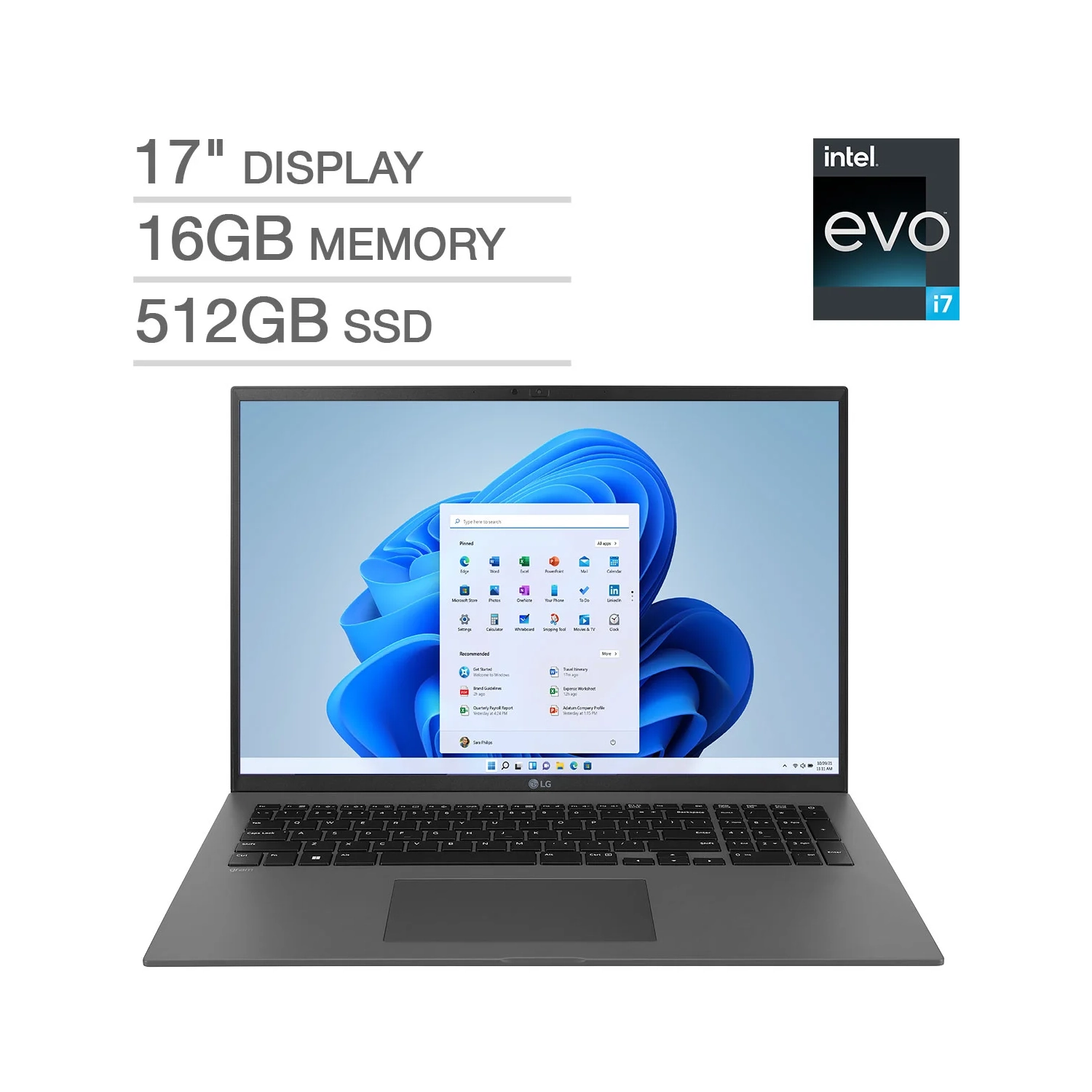 LG gram 17" Intel Evo Platform Laptop - 12th Gen Intel i7-1260P - 2560 x 1600 Display - Windows 11 - BRAND NEW