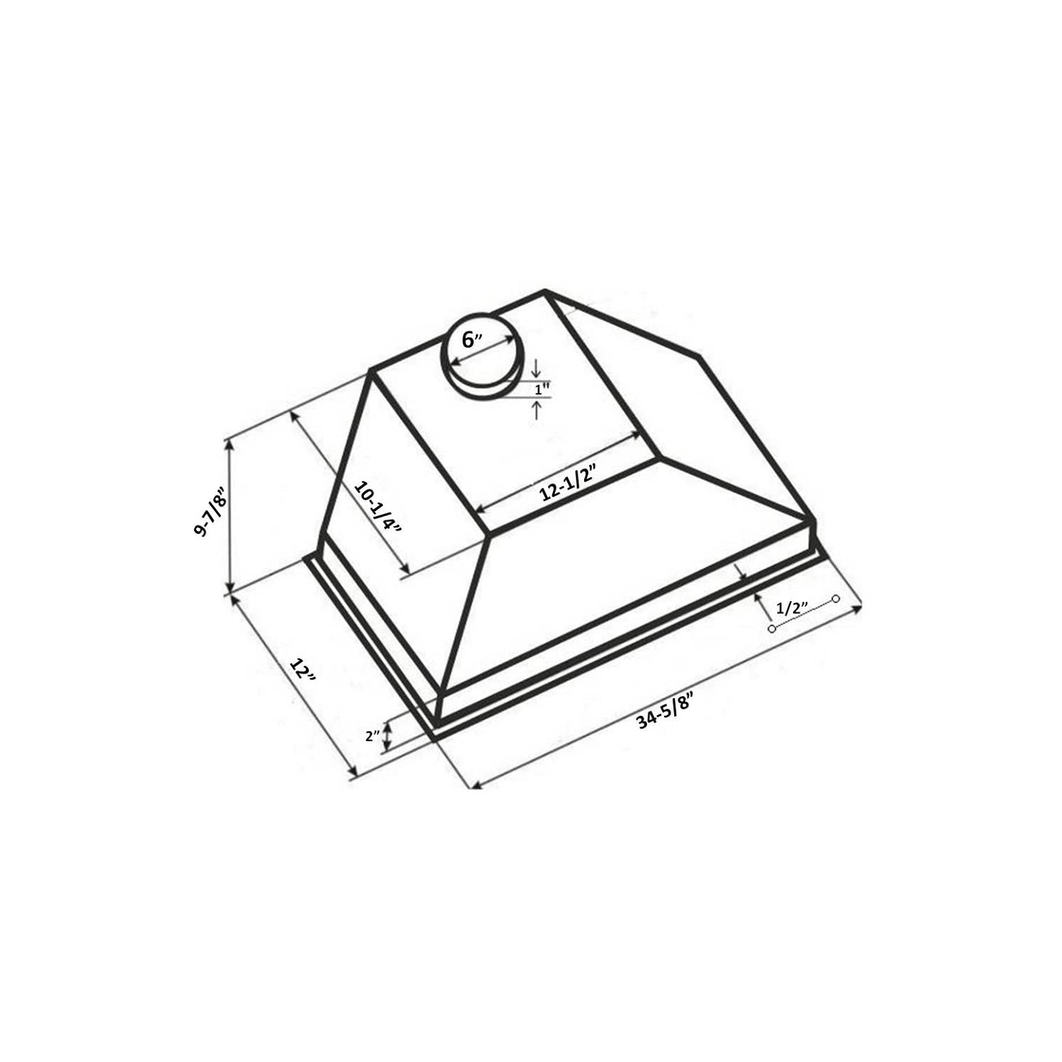 CROWN 36" 750 CFM Professional Insert Range Hood, Built-in hood with Stainless Steel Baffle Filters PRO-INS36N1