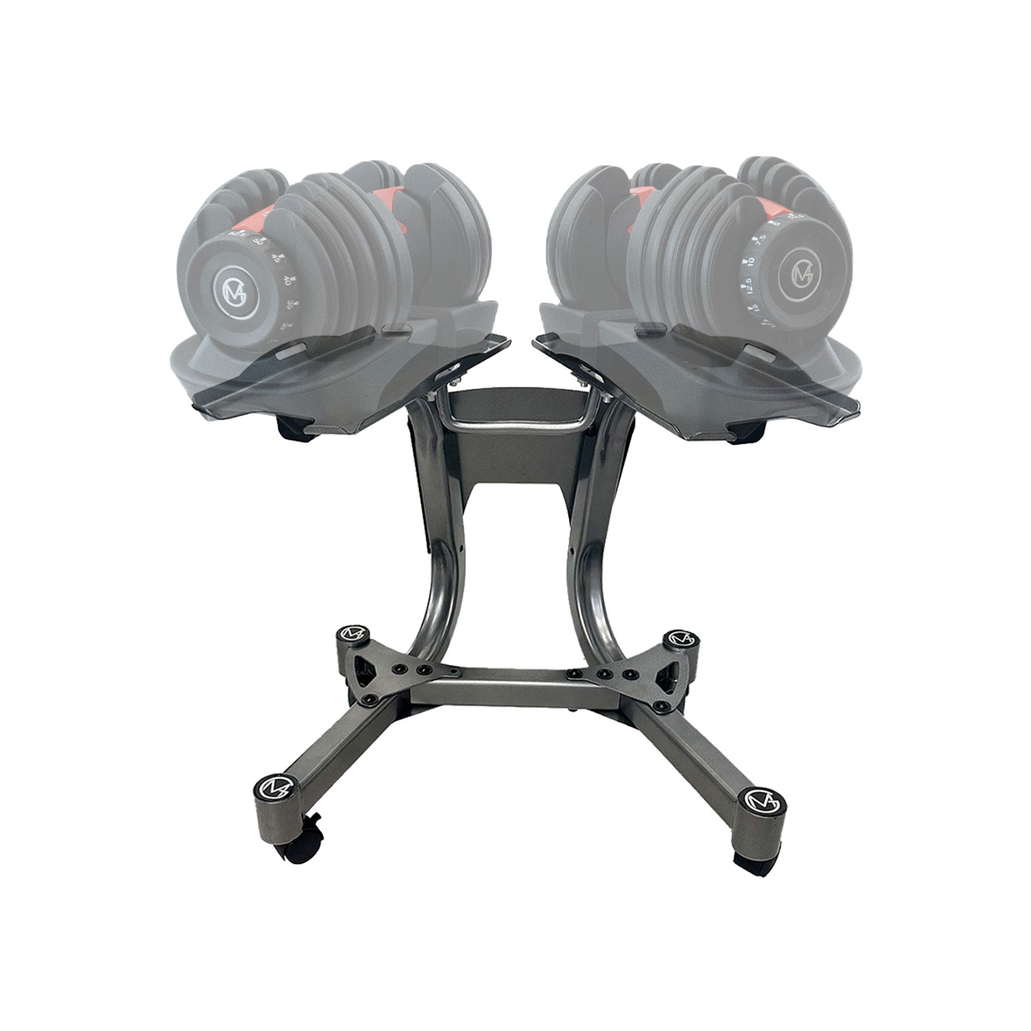 Support ajustable MotionGrey pour haltères, support en acier pour haltères pour gymnase à domicile - ARGENT