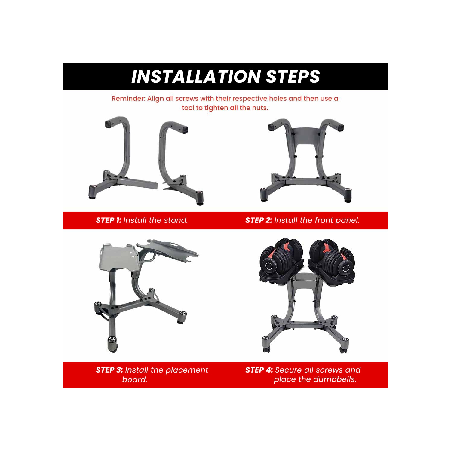 Support ajustable MotionGrey pour haltères, support en acier pour haltères pour gymnase à domicile - ARGENT
