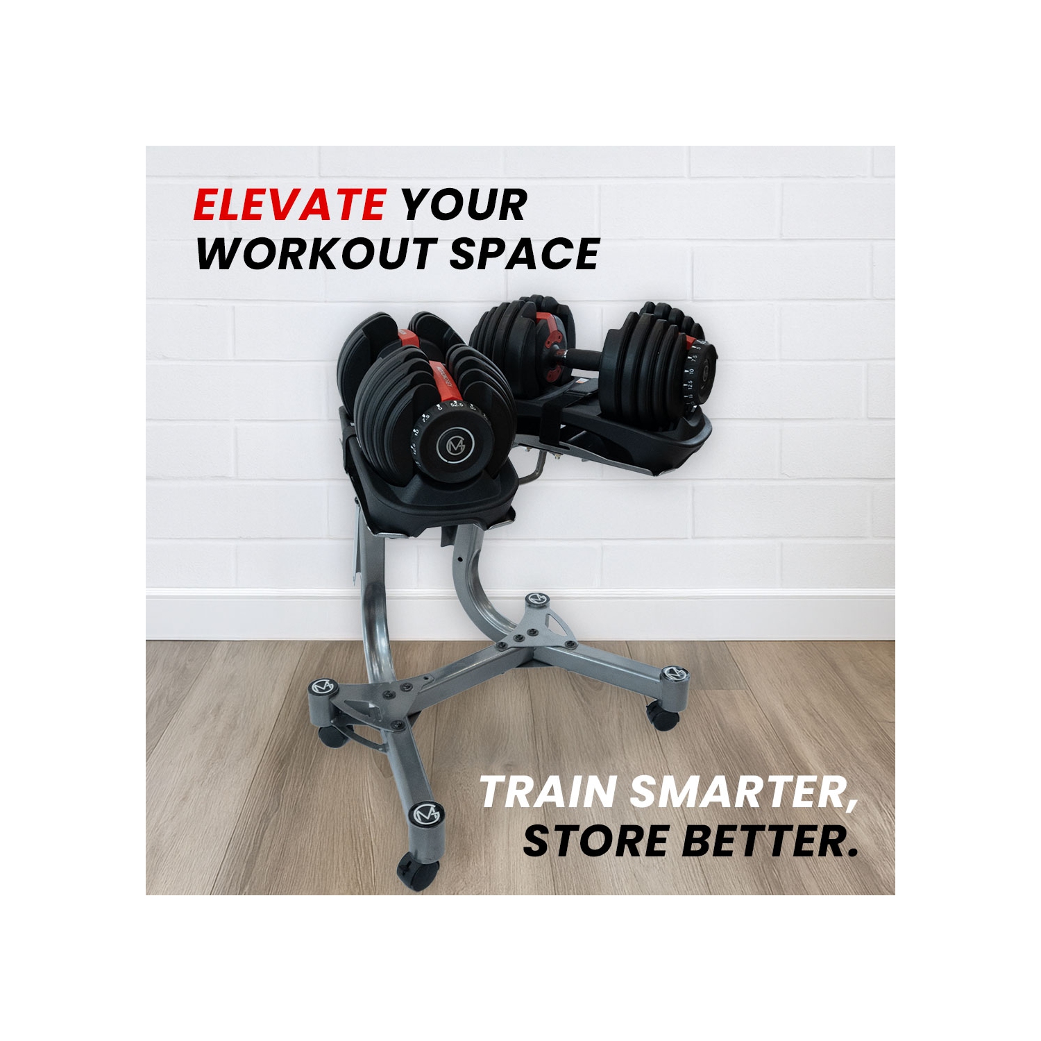 Support ajustable MotionGrey pour haltères, support en acier pour haltères pour gymnase à domicile - ARGENT