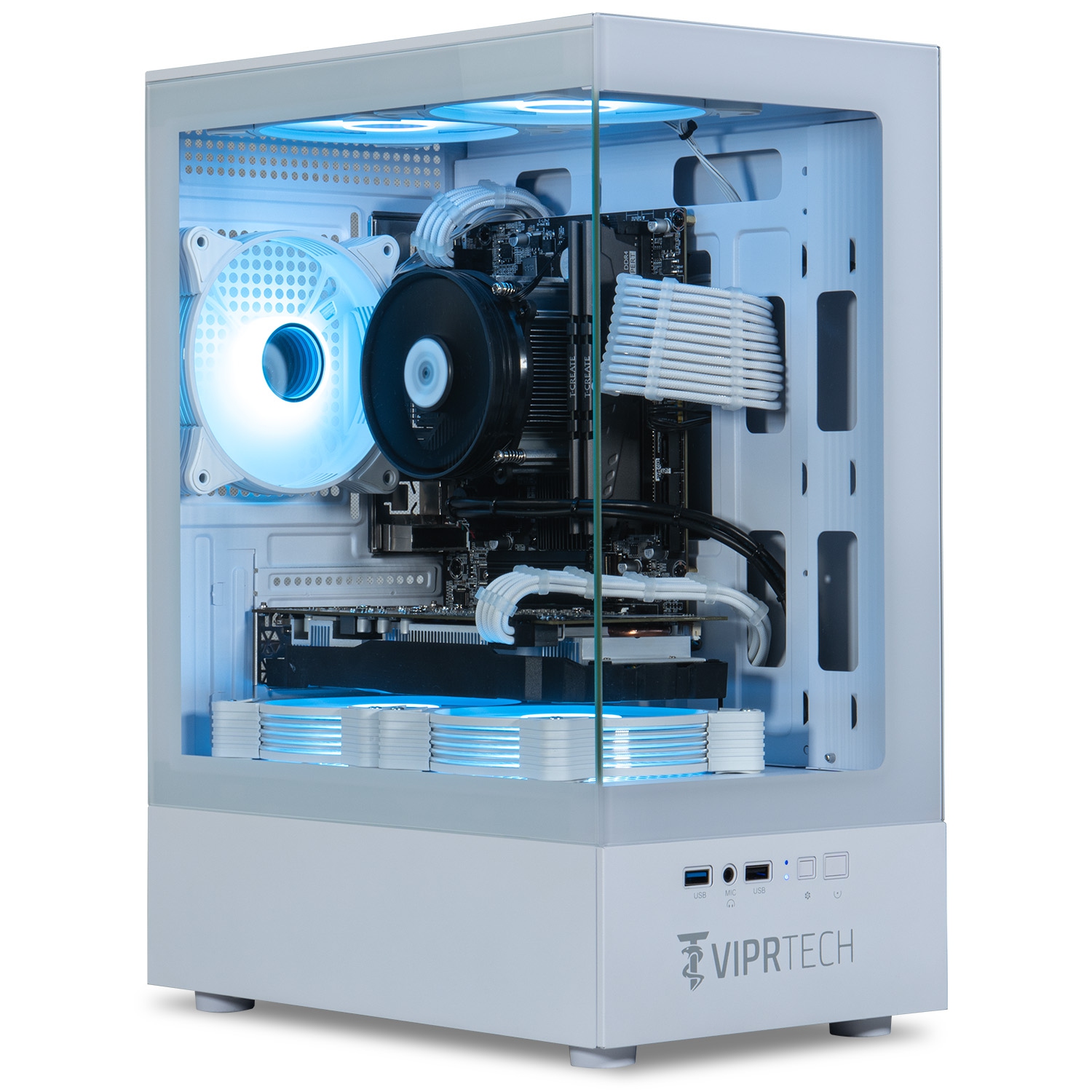 ViprTech Stryker Gaming PC - AMD Ryzen 7 (4.1GHz Turbo), AMD RX 580 8GB, 32GB DDR4 3200, 1TB NVMe SSD, WiFi BT, Win 11 Pro, Desktop Computer Prebuilt, White