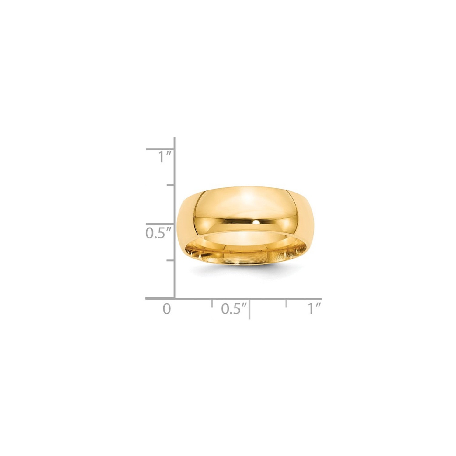 Mens 14K Yellow Gold 8mm Comfort Fit Wedding Band Ring