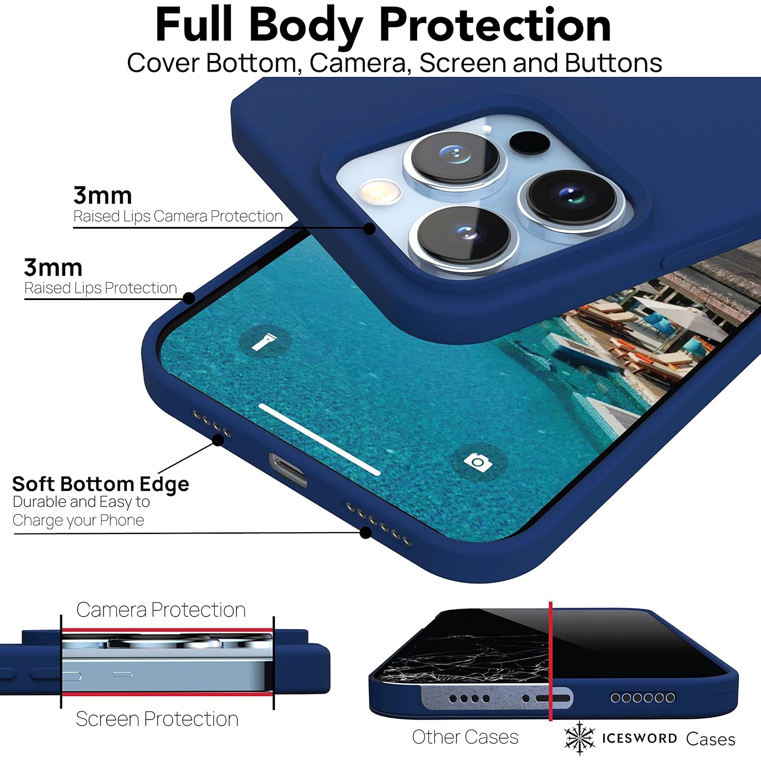 Liquid Silicone Slim Shockproof Protective Case for iPhone 15 PRO, Silky-Soft Touch Full-Body Protective Phone Case for iPhone 15 PRO