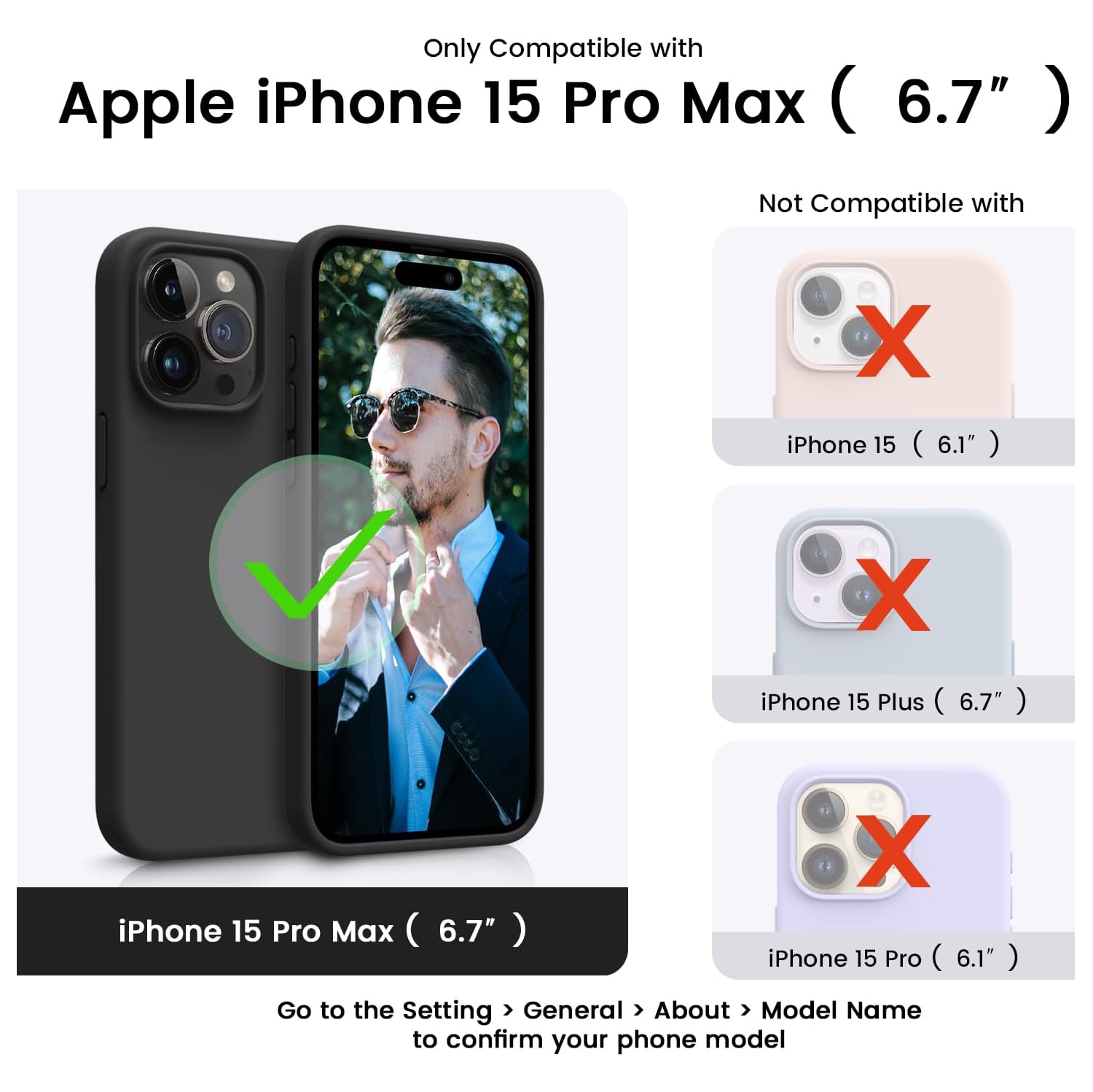 Étui de protection antichoc en silicone liquide pour iPhone 15 PRO, étui protecteur intégral Silky-Soft Touch pour iPhone 15 PRO