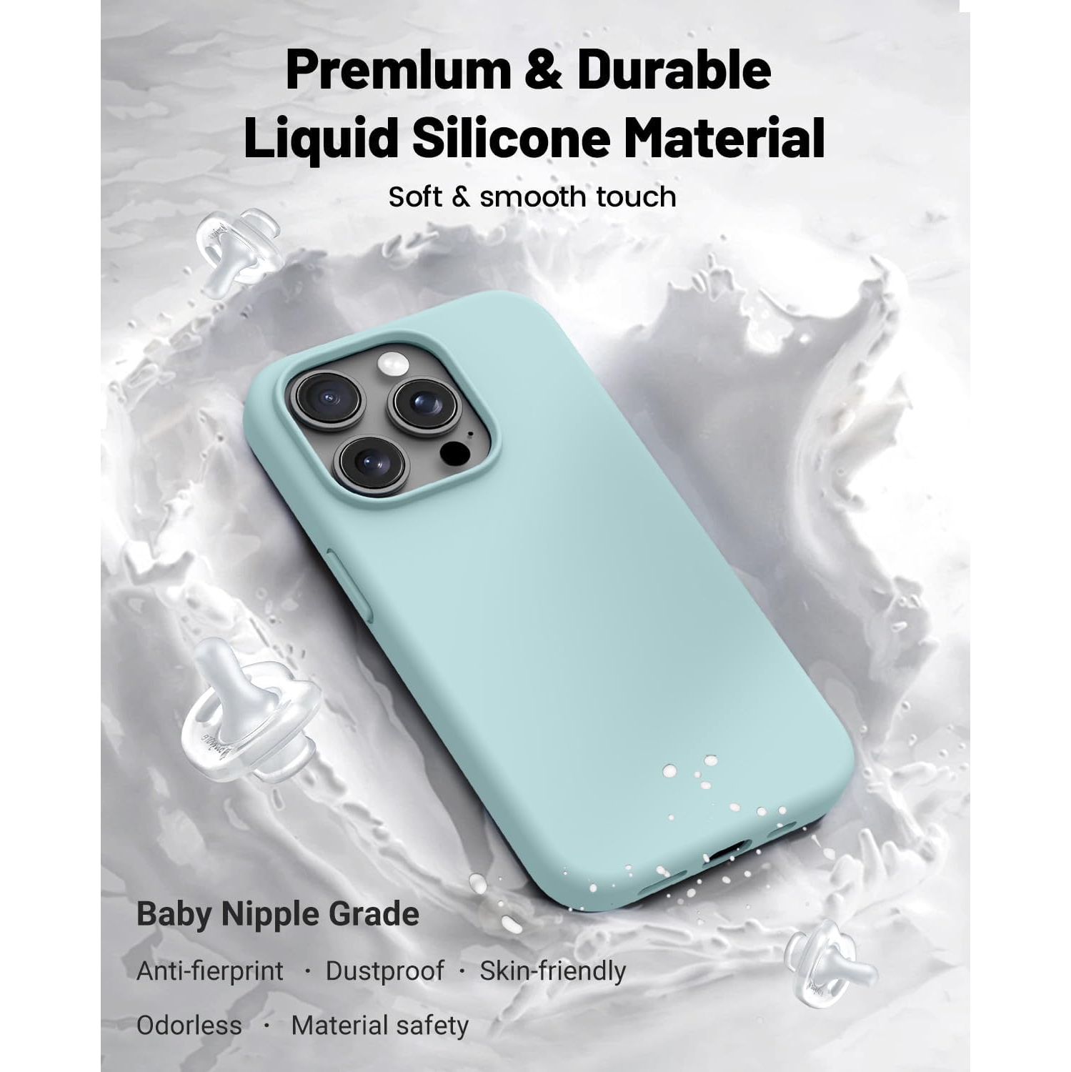 Liquid Silicone Slim Shockproof Protective Case for iPhone 15 PRO, Silky-Soft Touch Full-Body Protective Phone Case for iPhone 15 PRO