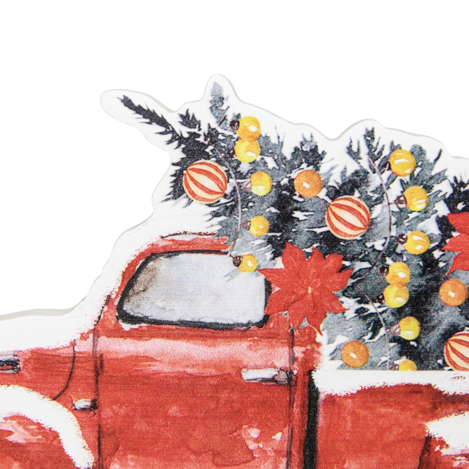 Pickup Truck Merry Christmas Wooden Decoration - 9"