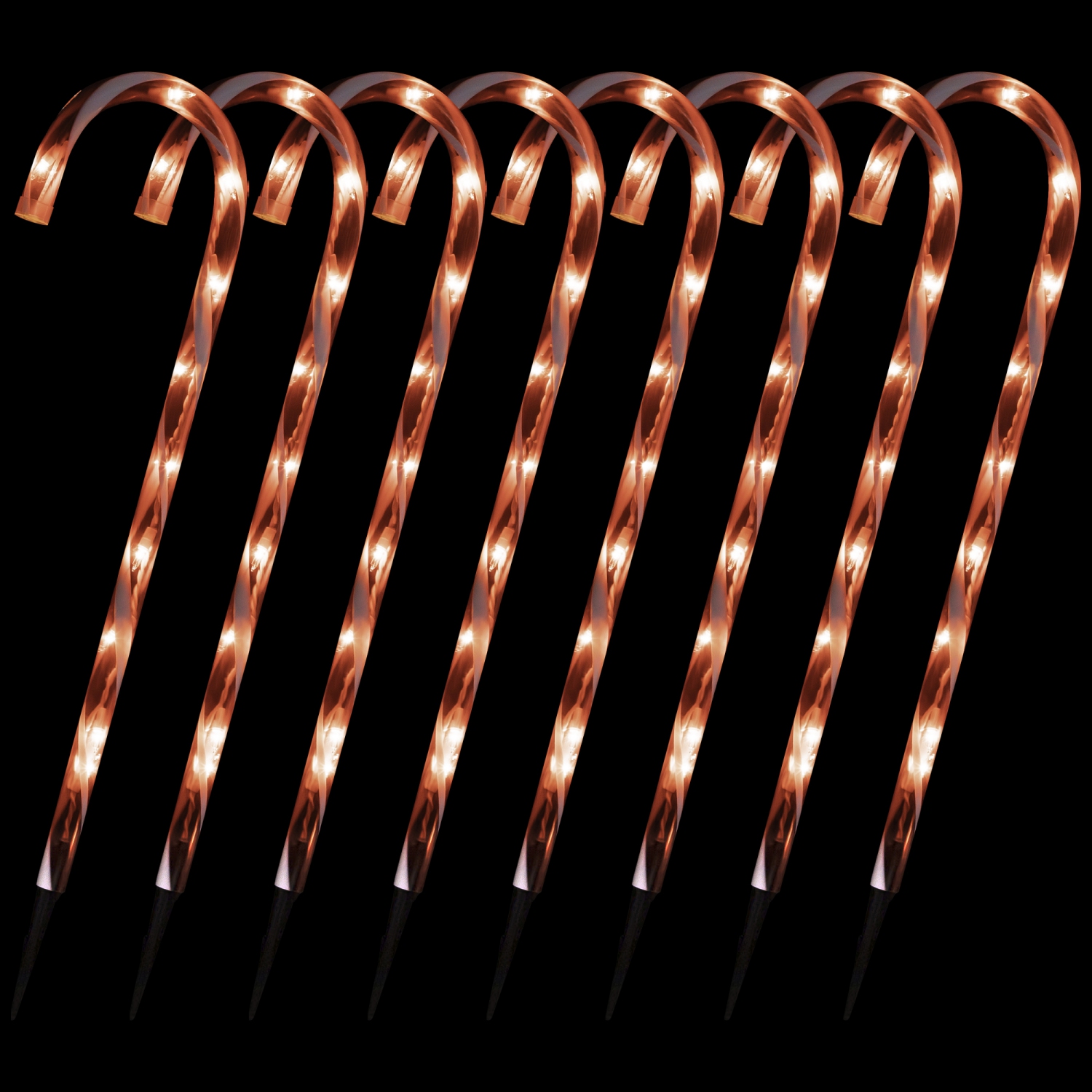 Lighted Candy Cane 8-Function Outdoor Christmas Pathway Markers - 24" - Set of 8