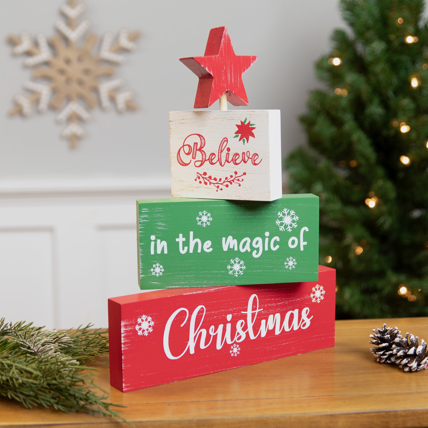 Believe in the Magic of Christmas Wooden Tree Sign - 12.5"