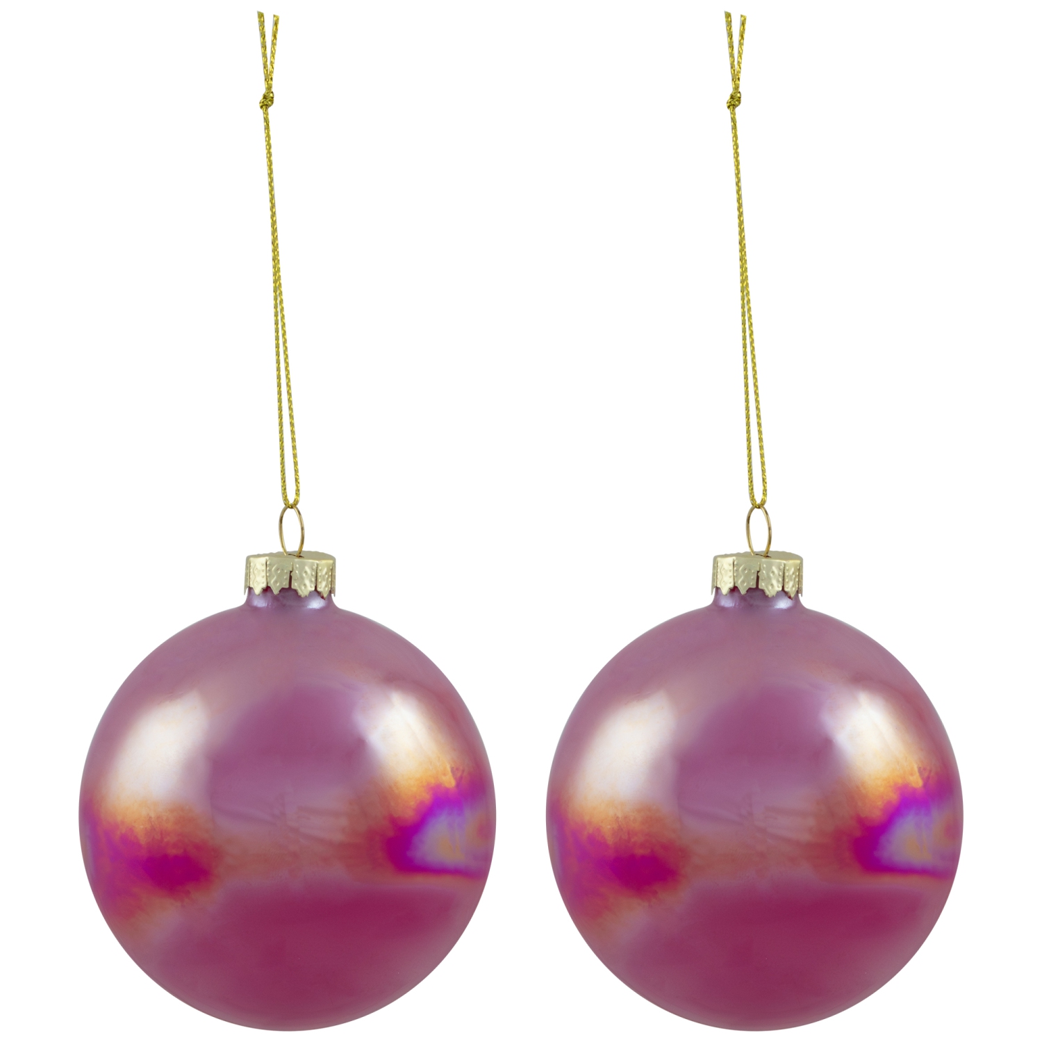 Shiny Glass Ball Christmas Ornaments - 3" - Pink, Purple and Peach - 6ct