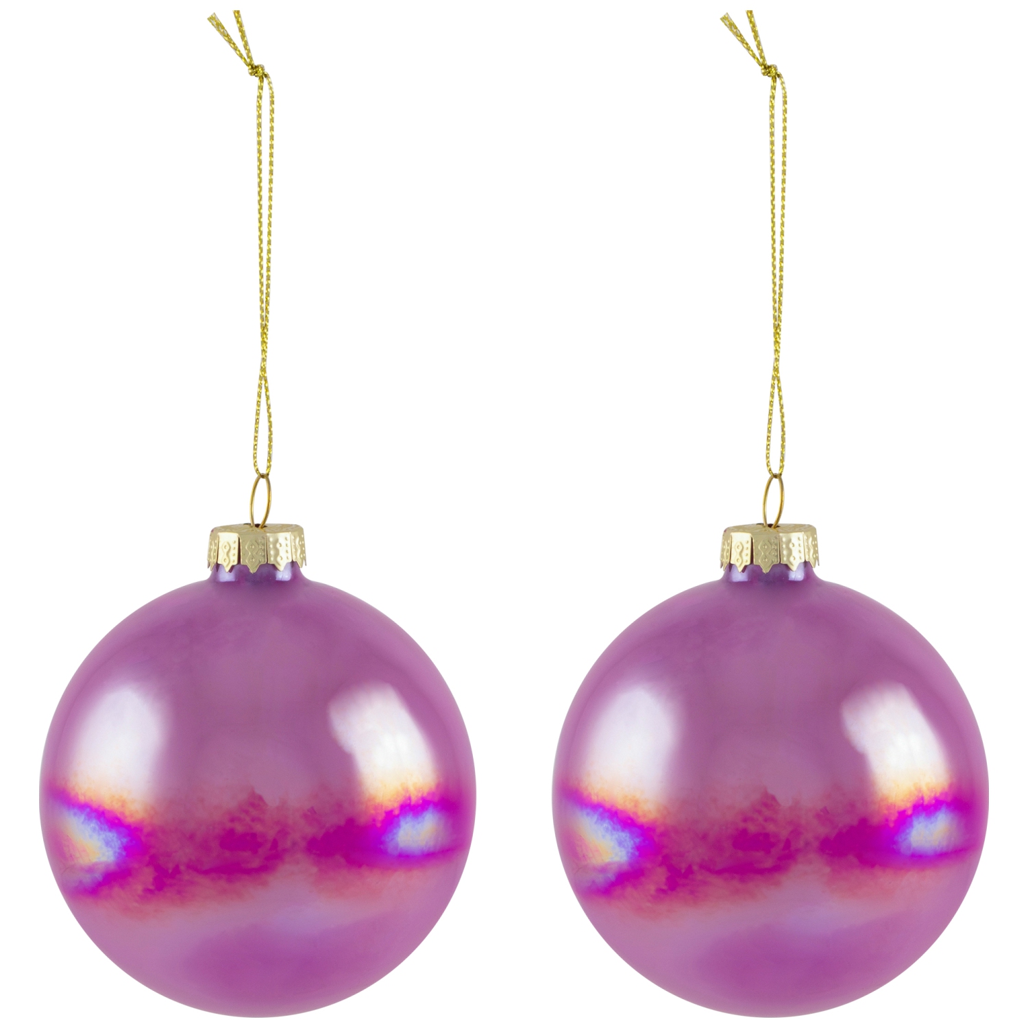 Shiny Glass Ball Christmas Ornaments - 3" - Pink, Purple and Peach - 6ct