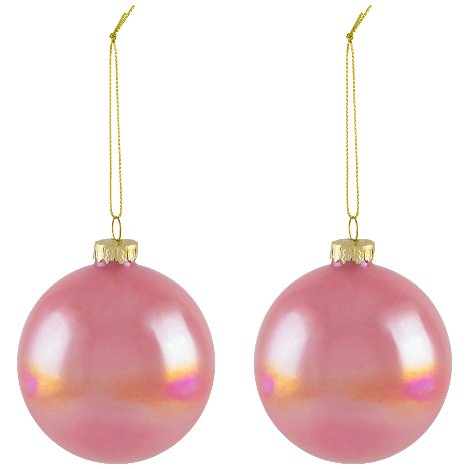 Shiny Glass Ball Christmas Ornaments - 3" - Pink, Purple and Peach - 6ct